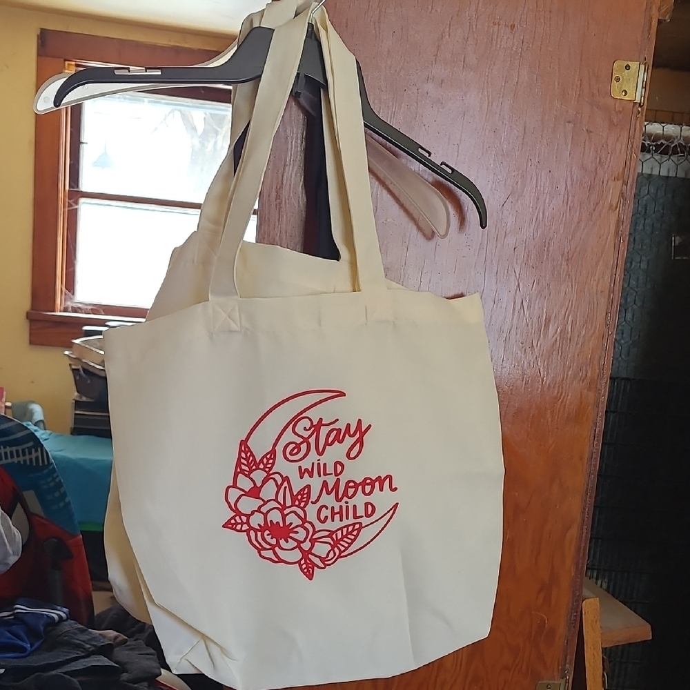 Handmade Brand New Tote Bag with Red Moon Design